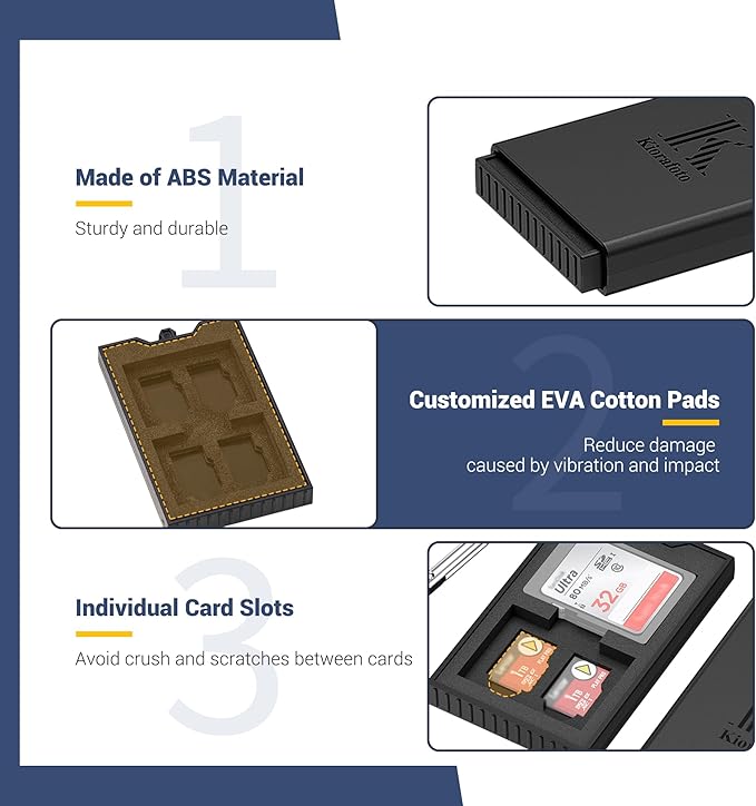 Pop-up Small Memory Card Case Holder for 2 SD SDHC SDXC Cards & 4 TF MicroSD MSD Cards with Carabiner, Portable Anti-Shock Splash-Proof Micro SD Card Case Storage Protector Organizer Keeper Container