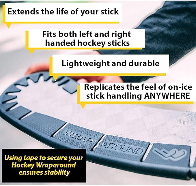 Wraparound Hockey Stick Blade Protector for Off Ice Training - Long Lasting -Cuts to Fit Junior, Senior Sticks - Hockey Training Equipment, Accessories, Gear