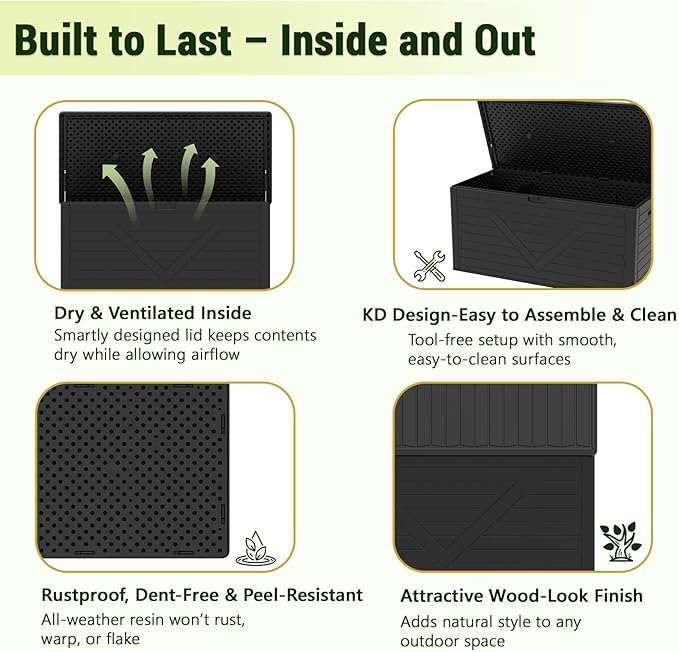 Outdoor Storage Box, 70"×32“-Deck Box Outdoor Storage Bench Outside Waterproof Resin Storage Bench, Lockable Patio Cushions, Garden Tools Storage For Furniture, UV Resistant(Black)