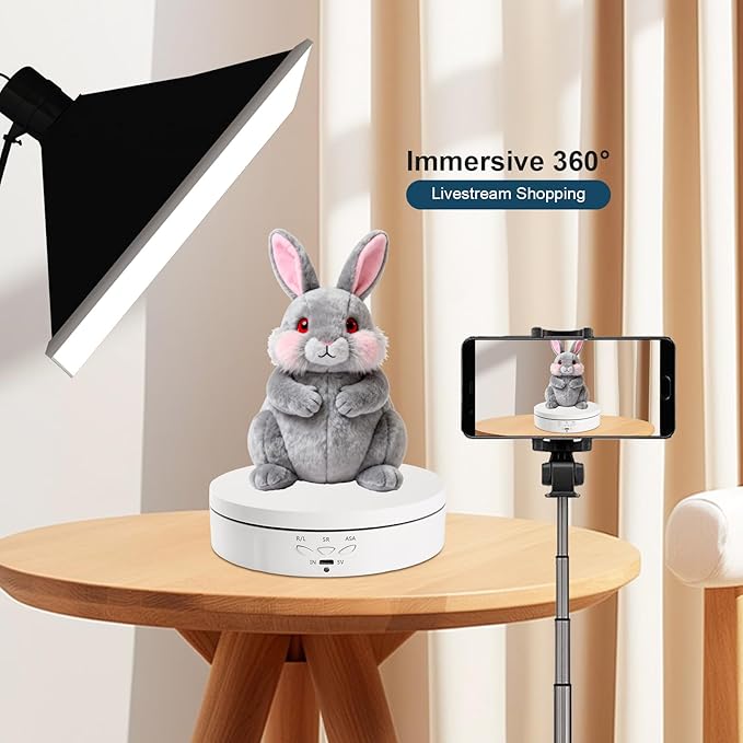 Motorized Rotating Display Stand for Jewelry, Rechargeable Automatic Mute Rotating Stand, Electronic Turntable with USB for Display, Remote Control