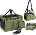 FifthStart Cleaning Caddy Bag for Professionals - Heavy-Duty Organizer with Shoulder Strap, 9 Pockets, Washable Mesh Base & Adjustable Compartments for Cleaning Supplies (Green, Large)