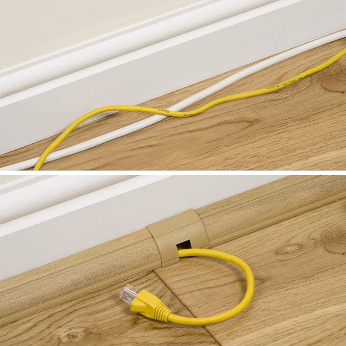 D-Line Cord Cover Kit, 30FT Self-Adhesive Wire Hider, Cable Raceway to Hide Wires on Wall, Cable Management - 6 x 5FT Channels and Accessories (0.87in (W) x 0.87in (H), Stainable Wood-Effect)