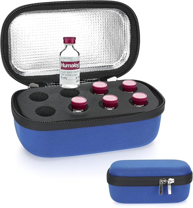YOUSHARES Insulin Fridge Holder Storage Case Organizer, Insulin Vial Organizer Bag Fits Standard 10ml U-100 Vials, Built-in Aluminium Foil | Safe and Reliable Bottle Protector