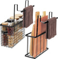 2 Pack Cabinet Door Organizer,Over The Cabinet Door Organizer with Towel Bars,Hang Over Cabinet Door Storage, Kitchen Cabinet Door Organizer for Cutting Board, Baking Sheet, Foil, Plastic Wrap