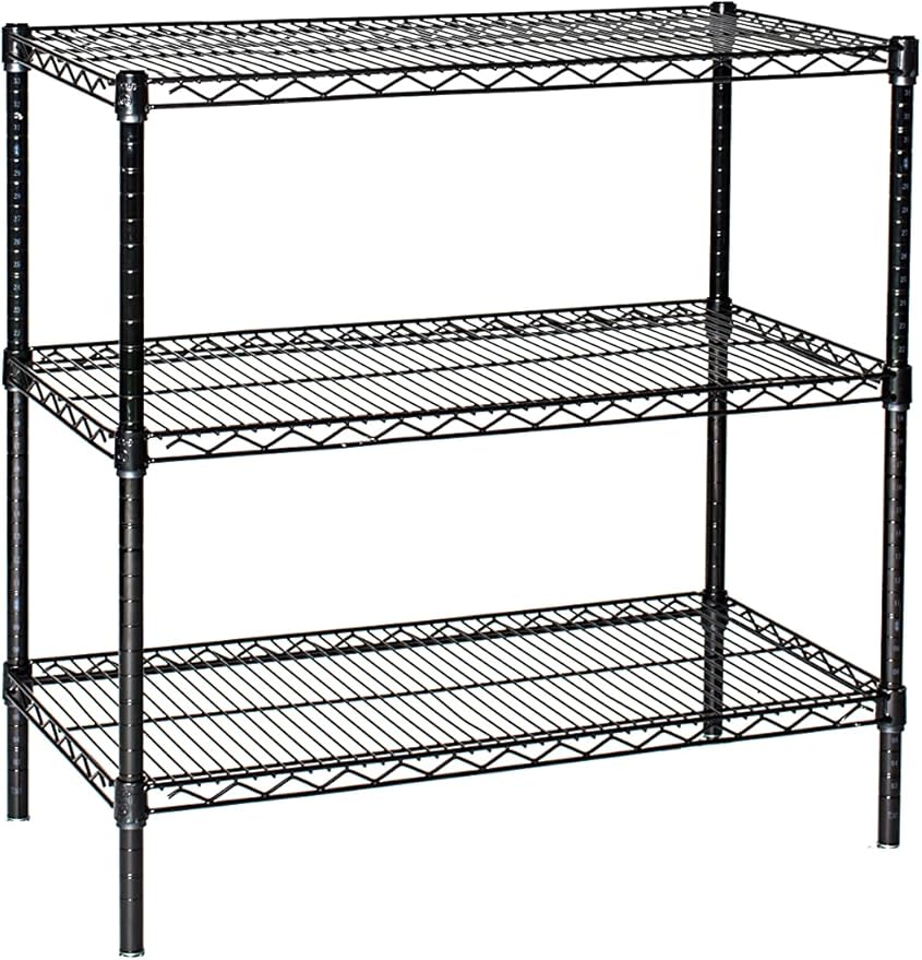 Omega 36" Deep x 36" Wide x 74" High 3 Tier Black Starter Shelving Unit
