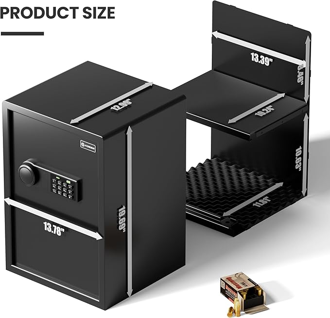 XDeer Biometric Safe Box, Quick-Access Security Safe Box with Upgraded Fingerprint, Steel Handgun Safe Lock Box for Kid/Home/Office (2.04 Cu.Ft【NO FPR】)