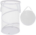 BATTOO Large Collapsible Laundry Basket Foldable Mesh Pop Up Hamper with Handles for Laundry Room, Bathroom, Kids Room, College Dorm, Travel, Storage Organizer White