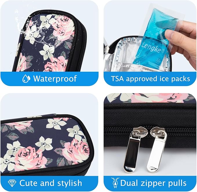 YOUSHARES Insulin Cooler Travel Case - Portable Refrigerated Medicine Case for Insulin Pen, Medication and Diabetic Supplies with 2 TSA Approved Ice Pack