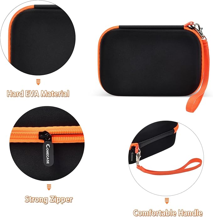 Comecase USB Flash Drive Case, Thumb Drive, Memory Card SD SDXC SDHC Card Holder Organizer, Electronic Accessories Storage Bag for SanDisk/SamData/Samsung/TOPESEL/PNY (Orange Inside, Large)