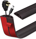 Floor Cord Cover Self Adhesive Cord Hider Floor Extension Cord Covers for Floor Power Cord Protector Cable Management Prevent Cable Trips Cable Cavity 0.47" W x 0.27" H (Dark Walnut, 10Ft)