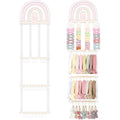 POVETIRE Headband Holder Bow Holder for Girls Hair Bows,Rainbow Hair Accessories Organizer Storage Wall Hanging Display for Nursery Toddler Girls Room (Pink-Rainbow-2)