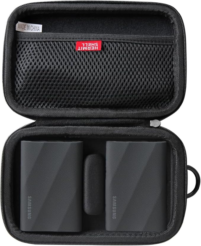 Hermitshell Hard Travel Case for Samsung T9 Portable SSD 2TB / 4TB / 1TB (Black, Case for 2 Hard Drives)