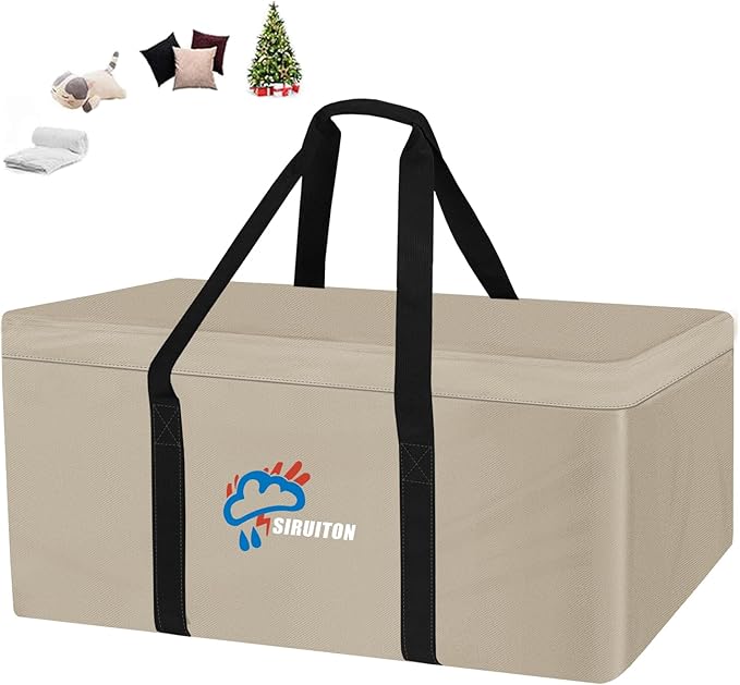 SIRUITON 69”L x 29.5”W x 21.6”H Outdoor Cushion Storage Bag,Patio Furniture Cushion Storage Bag,Heavy Duty 600D Oxford Garden Cushion Storage Covers, Waterproof 9FT Christmas Tree Storage Bags.