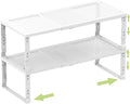 Heavy-Duty Adjustable Metal Shelf Organizer - Expandable & Stackable Pantry Storage Rack for Kitchen, Bathroom, RV, Cabinets(2 Packs/White, Large)