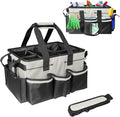 Boczif Cleaning Caddy Bag Wearable, Cleaning Caddy Supplies Organizer with Handle, Shoulder Straps & Detachable Divide, Cleaning Tool Organizers Tote Bag for Cleaners & Housekeepers (White)