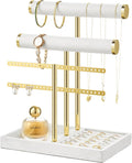 3 Tier Bracelet Holder Display - Detachable T Bar White Velvet Bracelet Holder, Jewelry Holder Organizer for Bracelet, Necklace, Earrings, Rings