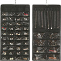 Hanging Jewelry Organizer Storage Earring Jewelry Storage Bag With 48 Pockets Necklace Bracelet Ring Glasses Accessory Display Rack (A48- Black)