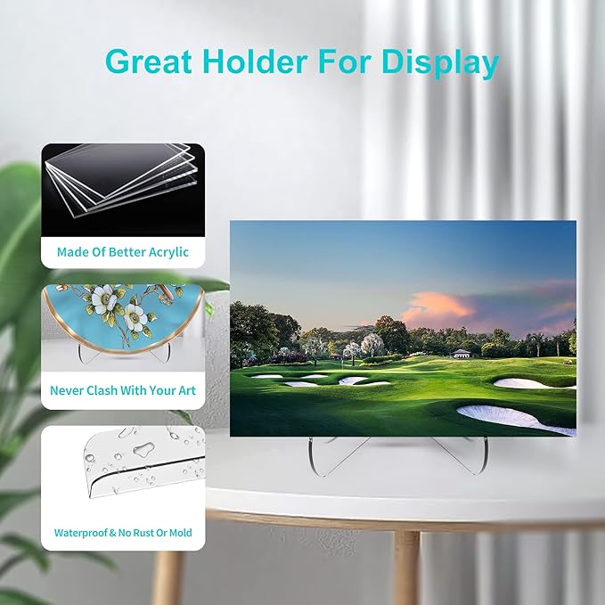 Boloyo 60-Degree Angle Acrylic Plate Display Stand , 6 Inch 2PC Clear Acrylic Display Holder Easel Base for Home Office Kitchen School Art Display