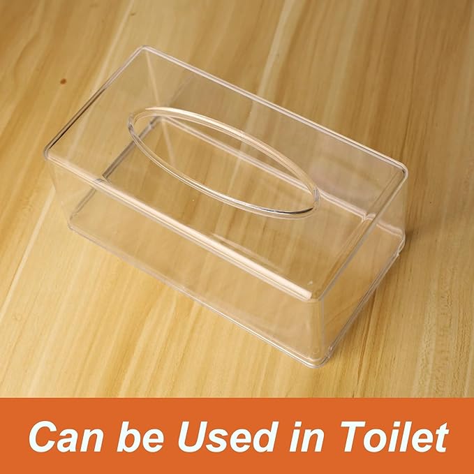 Acrylic Tissue Box Cover Rectangle, Dryer Sheet Holder, Clear Dryer Sheets Dispenser, Plastic Napkin Organizer for Laundry Room, Bathroom, Desk, Office Room (10.2 * 5.5 * 4.3 Inches)