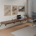 IAE Wall Mounted Folding Table with Pine Wood,72" x 16" Floating Wall Desk,Laundry Folding Table with Shelf Brackets,Fold Down Desk Shelf,Folding Workbench for Home,Dining,Laundry Room,Kitchen,Brown