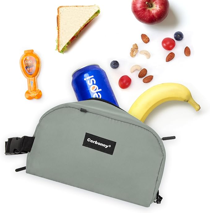CERBONNY Small Cooler Bag Freezable Lunch for Work School Travel,Leak-proof Bag,Small Insulated For Kids/Adults,Freezer Bags,Freezable Snack Bag,Mini Fit Yogurt Gray