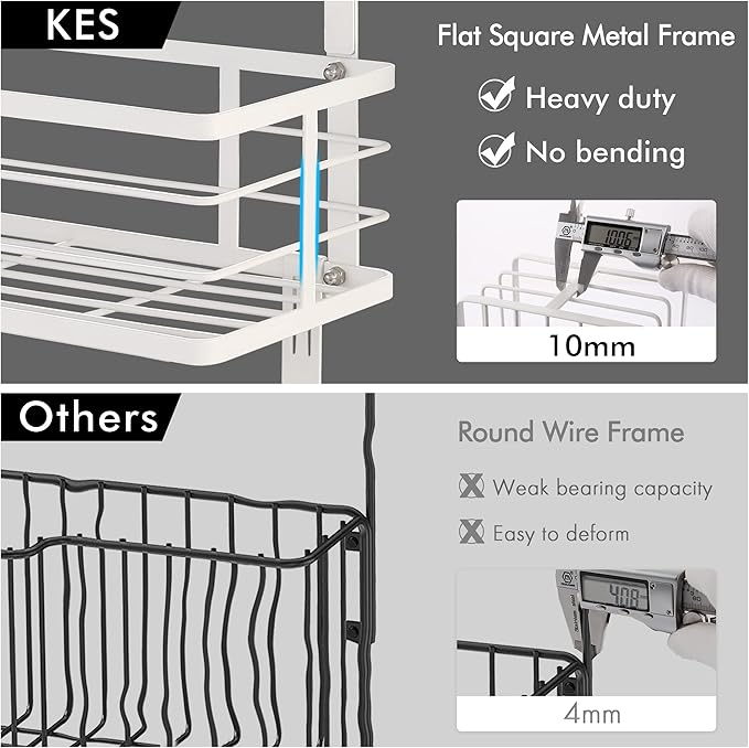 KES Ironing Board Hanger, Over The Door Ironing Board Holder, T-Leg Ironing Board Door Hanger for 1 3/4" Door, Metal Iron Holder White, HIR500B-WH