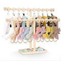 POVETIRE Headband Holder Stand Storage for Baby, 2 Tier Wooden Bow Organizer for Girls Hair Bows, Infant Hair Accessories Rack Display for Nursery Decor