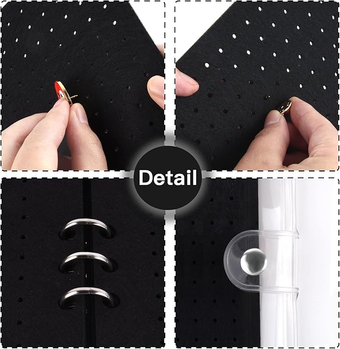 5 Pages A5 Enamel Pin Display Book, Pins Collection Storage Organizer Book,Clear PVC Cover, Portable Travel Pin Display Book for Brooch Collectors (Not Include Accessories).Black