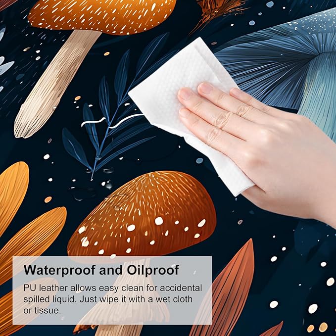 Mushroom Forest Mouse Pad – Large Extended Desk Mat 31.5 x 11.8 in– Autumn Woodland Fungi Illustration, Waterproof Surface, Non-Slip Rubber Base, Keyboard & Mouse Pad for Nature Lovers