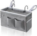 1pcs Bedside Caddy Hanging Storage Bag, Organizer Baskets with Pockets for Bunk Bed Accessories, Loft & Dorm Rooms Chair Bed Rails (Grey-1pcs)