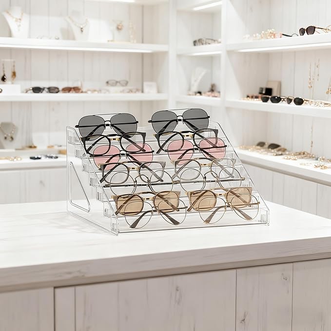 Sunglasses Organizer - Clear Eyeglasses Display stand - Eyeglasses Storage - For Glasses Tabletop Holder Stand(7 Layer)