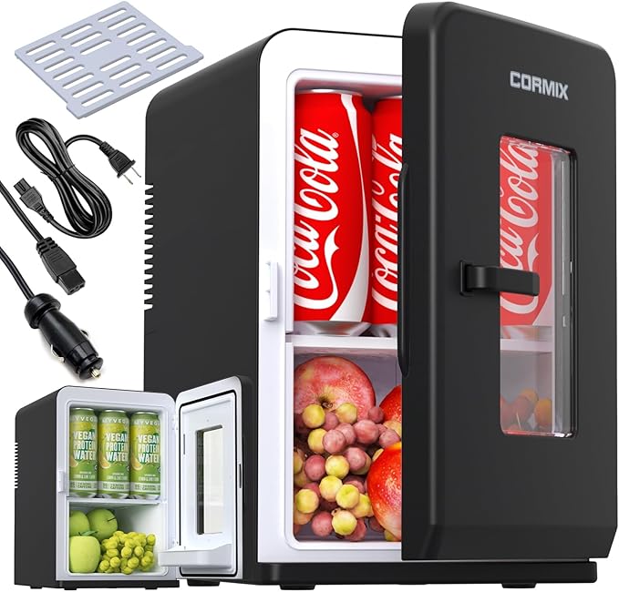Mini Fridge for Bedroom, 15 Litre/21 Cans Portable Mini Refrigerator with AC/DC Power for Office, Dorm and Car, Thermoelectric Electric Cooler & Warmer Skincare Fridge for Drinks, Food, Cosmetics