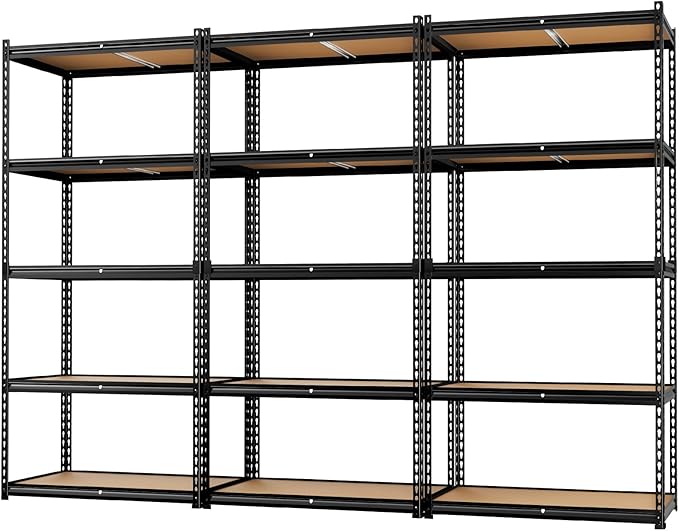 LEVELEVE 5-Tier Heavy Duty Storage Shelving Unit, 2020 lbs Capacity, Adjustable Metal Utility Shelf, 48" L x 18" W x 73" H for Garage, Kitchen, Pantry, Basement, Bathroom, Laundry,3 Pack