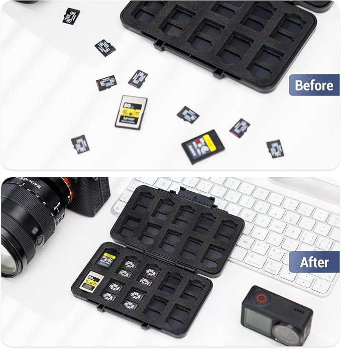[Large Capacity] CFexpress Type A Card Case Storage, 60 Slots Memory Card Organizer Holder Box for 40 TF Micro SD & 20 CFexpress Type-A Cards, for Sony A7RV A7SIII A7IV A7R5 A1 A9M3 FX3 FX6 FX30