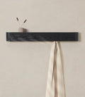 Kazai. Wall-Mounted Coat Rack 'Toke' - Modern Design Coat Rack with Hidden Wall Hooks - Solid Wood Veneer Panel Coat Hanger - Oak, Black