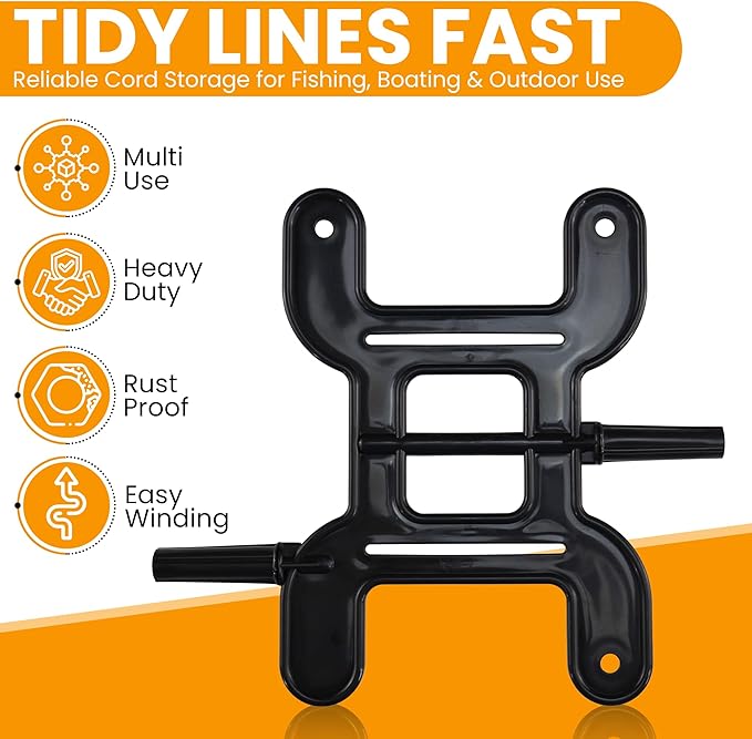 Trotline Winder, Black, Christmas Lights Catfish Line Reel & Cord Organizer