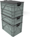 SIDIO CRATE Starter Pack - Two Full Size and One Half Size Heavy Duty Stackable Storage Bins, Totes with Lids and Dividers - Durable Organizer for Home, Office, Garage, and Outdoor Use - Aircraft