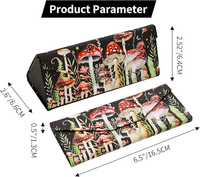 Foldable Glasses Case, Magnetic PU Leahter Sunglasses Case, Cute Hard Shell Folding Eyeglass Cases for Women Kids