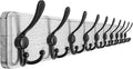 Dseap Coat Rack Wall - Heavy-Duty 38-1/4" Long, with Reinforced 10 Custom Tri-Hooks, Solid Wood Wall Hanger for Coats Hat Jackets - Rustic Farmhouse Entryway Hallway Storage, White & Black