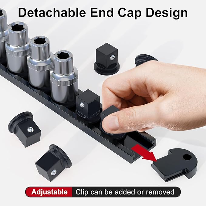 FivePears 3PCS 360° Socket Organizer Twist Lock,3/8 1/4 1/2 Socket Storage Rails, Premium Quality Socket Holders for Tool Box ，Tool Carts，Contains up to 40 Clips (Blue, Red and Black)