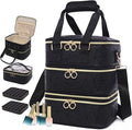 3 Layers Nail Polish Organizer Bag - Holds 60 Bottles,Portable Travel Case with Shoulder Strap,Nail Tech Kit Storage,Versatile Cosmetics Case,Detachable,Waterproof,Gifts for Women