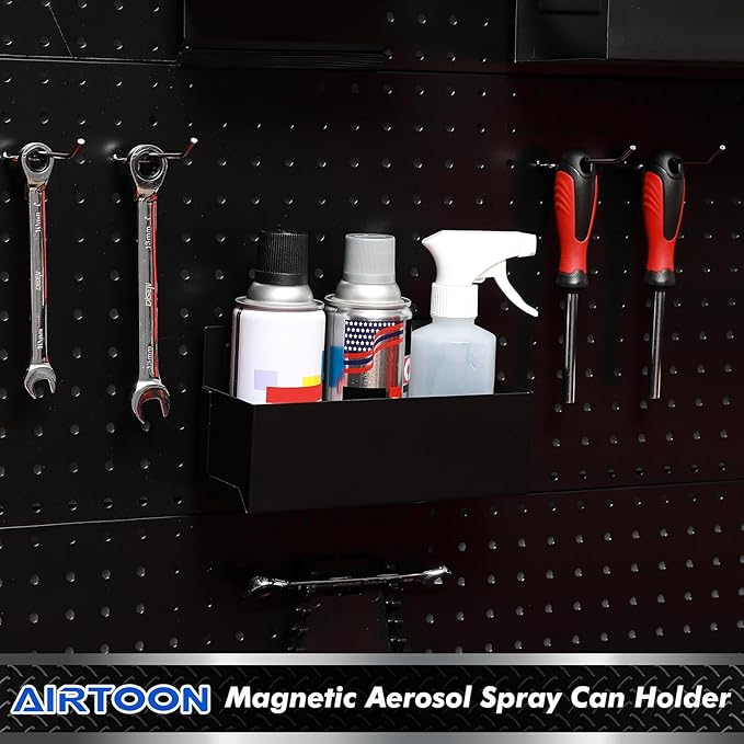 AIRTOON Magnetic Aerosol Spray Can Holder, Magnetic Bottle Holder for Garage, Workspace and Home, Black