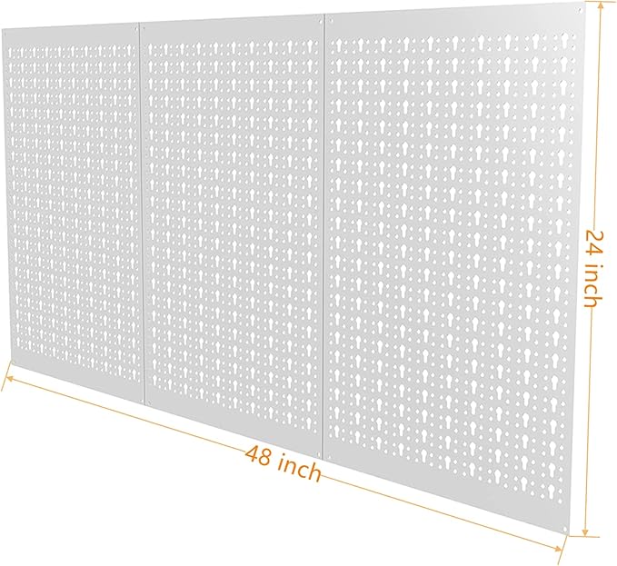 TORACK 3 PCS Metal Pegboard Panels(16x24 inch) for Wall Garage Tools Storage Pegboard for Workbench, Modular Peg Board Tool Organizer Board Kit(Pack of 3, Grey)