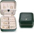 S.Leaf Travel Jewelry Organizer Boxes for Women Small Portable Necklace Earrings Bracelet Rings Travel Case Best Friend Birthday Gifts for Women Trendy (09_Pattern_Crocodile_Emerald_01)