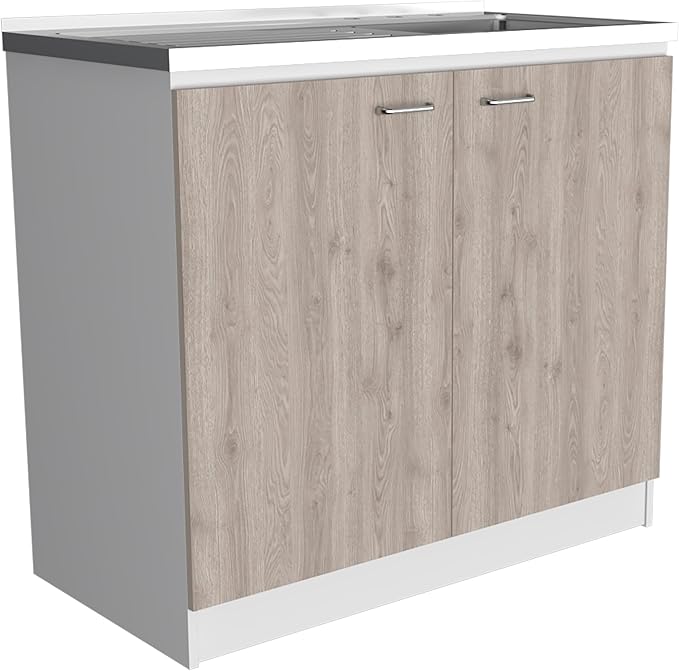 Tuhome Napoles Laundry Sink, Utility Sink with Stainless Steel Integrated Sink, Cabinet and Pull-Out Faucet Cabinet Combo for Laundry Room, Utility Room, Bathroom and Kitchen