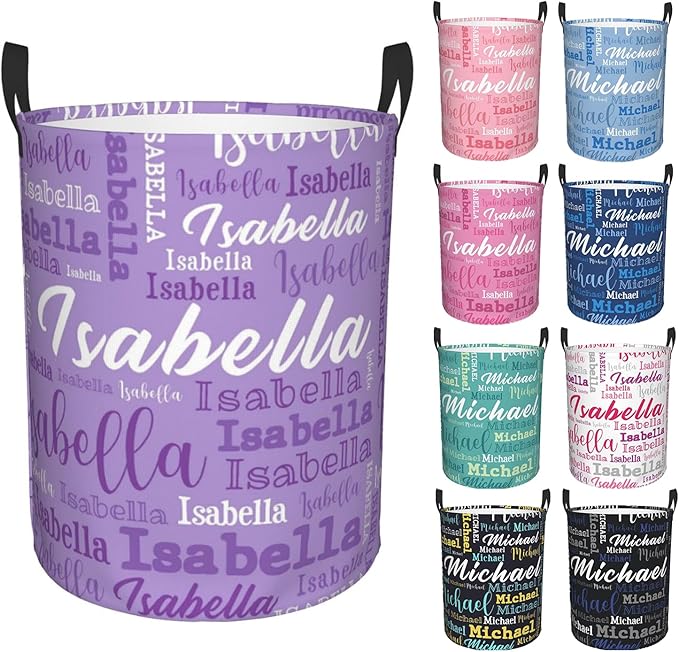 Custom Name Laundry Hamper, Personalized Laundry Baskets with Name for Boys Girls Women Men, Customized Collapsible Dirty Clothes Hamper Easy Storage Gifts for Bedroom Bathroom Living Room