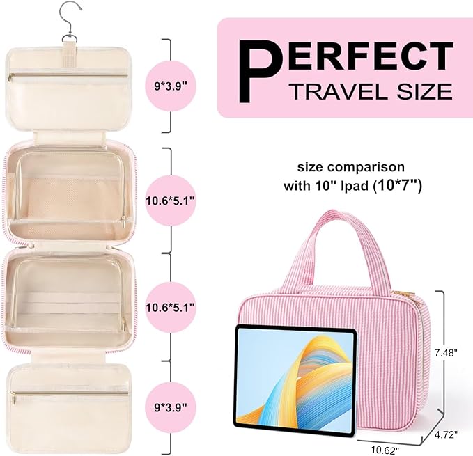 TOPEAST Hanging Toiletry Bag for Women - Travel Toiletry Bag Makeup Bag, Portable Toiletries Cosmetic Bag, Airplane Travel Essentials - Letter Z, Purple