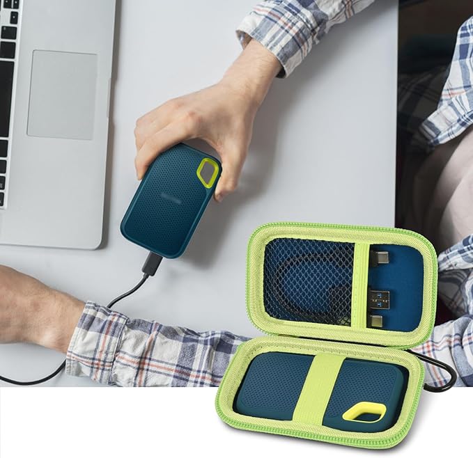 Case Compatible with SanDisk 1TB 2TB 500GB 4TB/for SanDisk PRO Extreme Portable SSD, External Solid State Hard Drive Storage Holder for SDSSDE61/ SDSSDE60/ SDSSDE81/SDSSDE30/SDSSDE60 (Box Only)(Green)