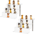Acrylic Riser Shelf 4 Tier Clear Display Stand for Collectibles Pop Figures, Cupcakes, Perfumes, Display Risers for Decorating & Organizing - 9 x 8.3 x 6.8 in (Small, 2 Pack)