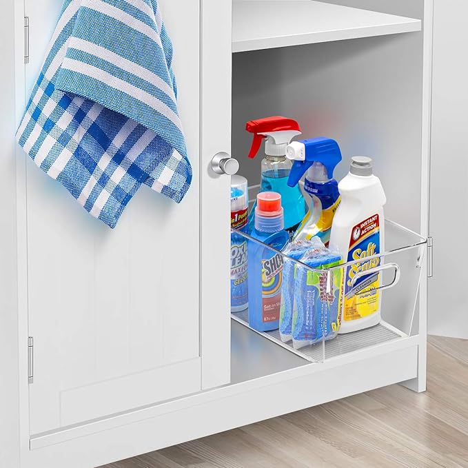Sorbus Medium Clear Plastic Storage Bins for Shelves, Clothes, with Handle - Clear Storage Bins, Drawer, Shelf, Closet, Pantry, Fridge, Freezer Organizer Bins, Closet Organizers and Storage (8 pack)